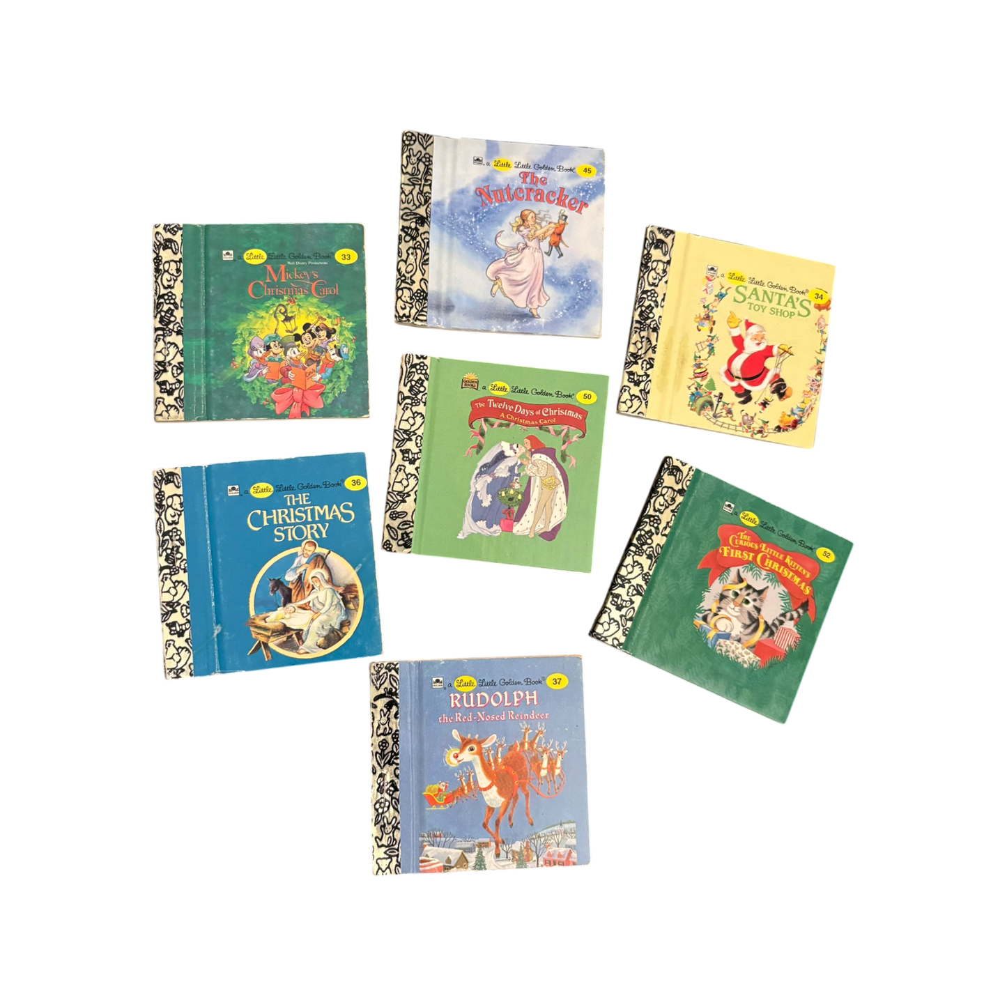 Set of 7 Vintage Christmas Tiny Books