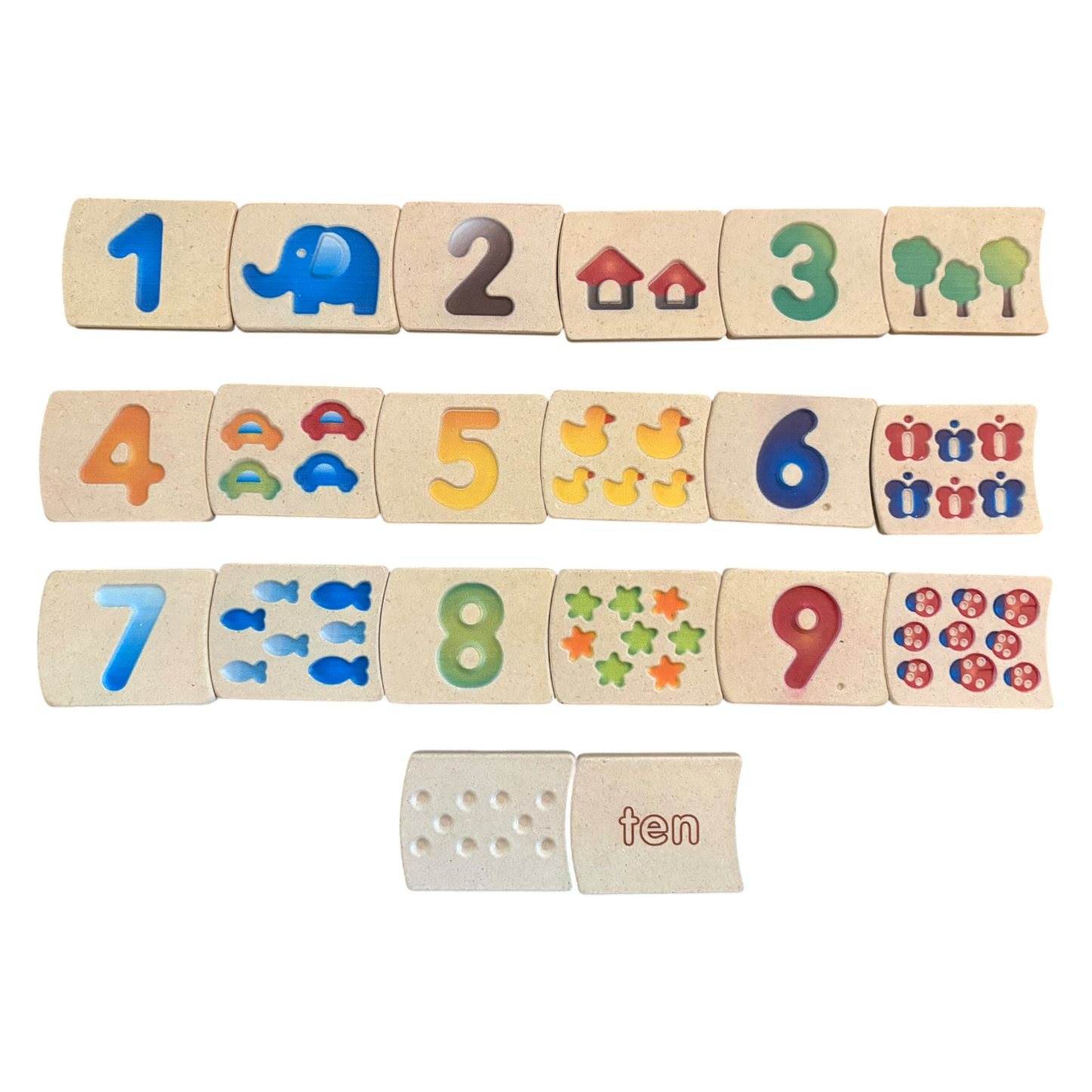 Numbers 1-10 Matching Double-sided Tiles