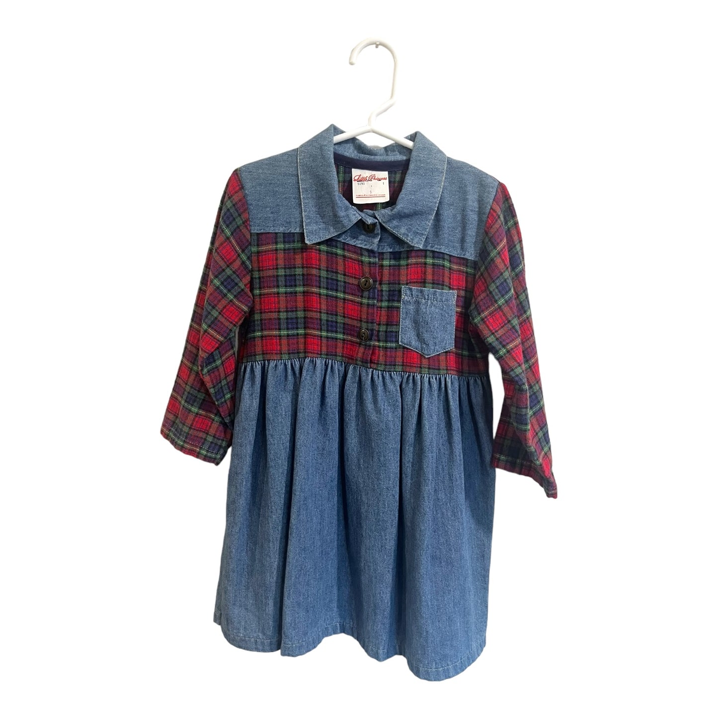 Little Princess Plaid and denim dress 5