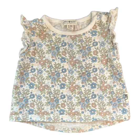 Rabbit + Bear Floral Tee 6-9m