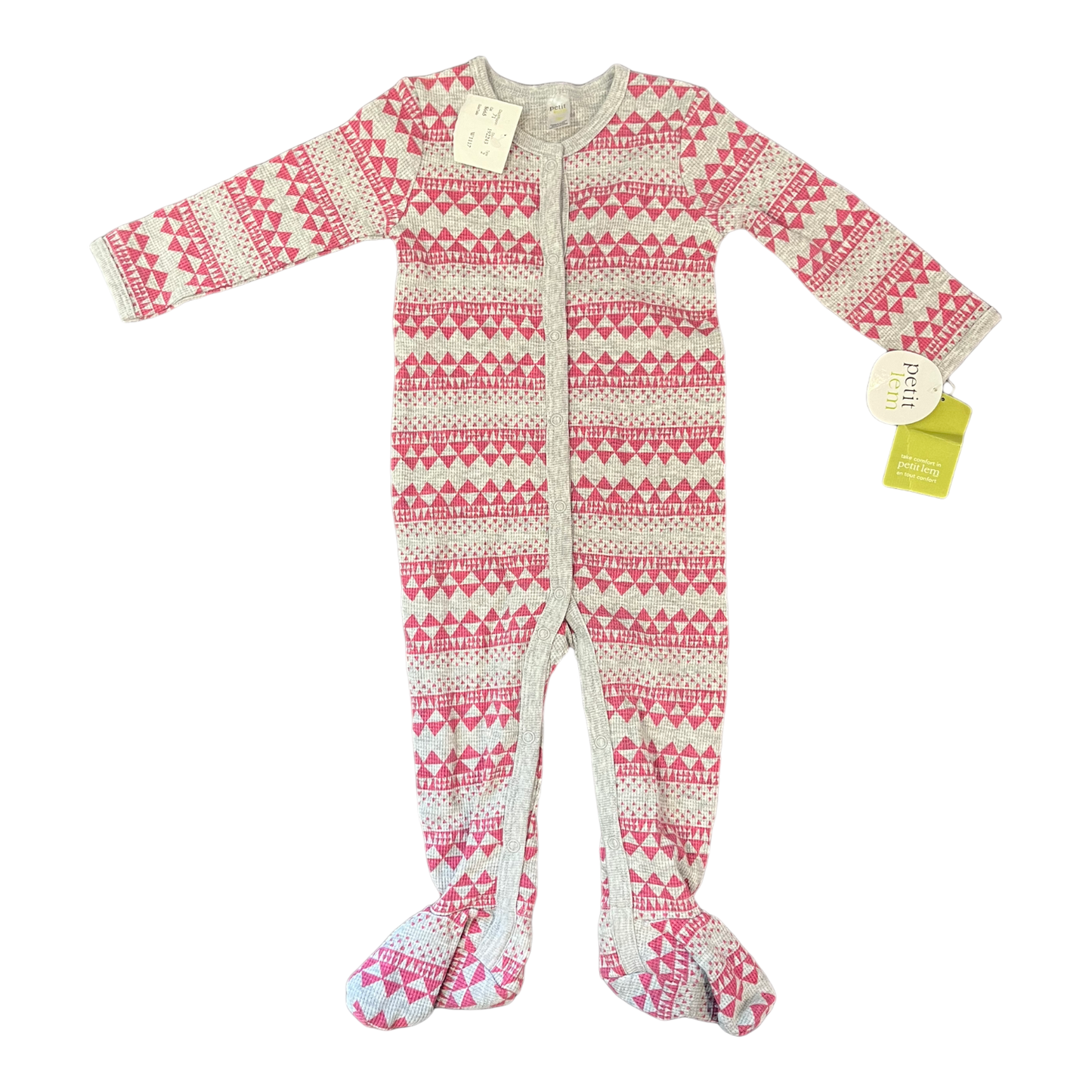 Petit Lem Grey and pink triangle sleeper 9m