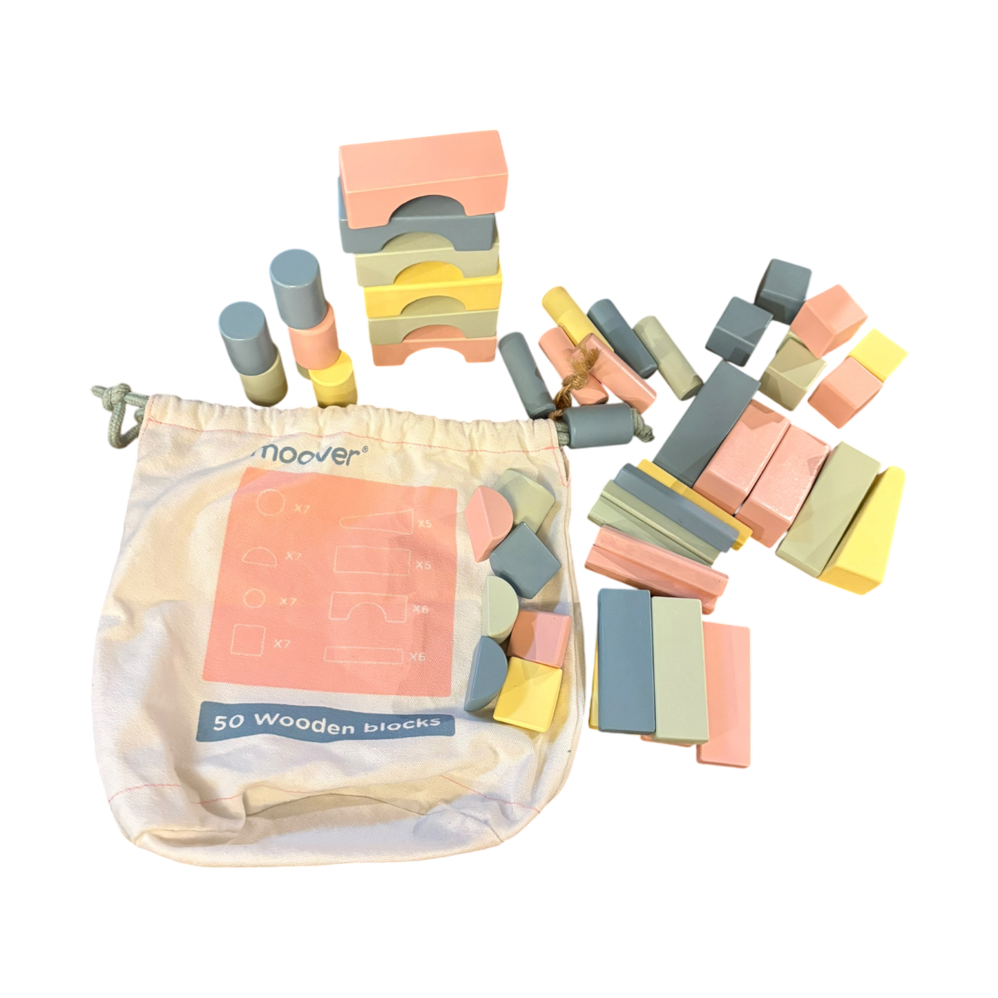 Wooden Block Set with Bag