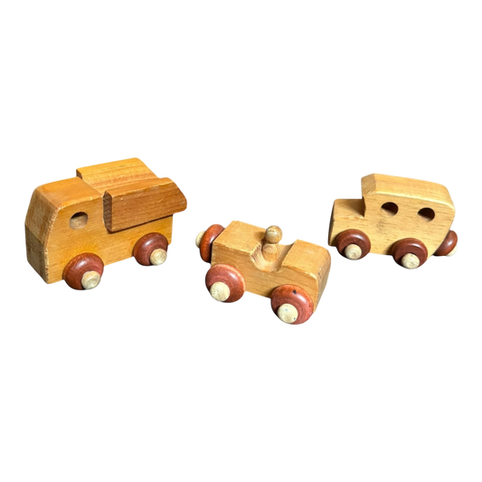 Handmade Wooden set of 3 Vehicles