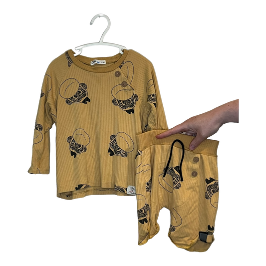 Civil Boys Yellow Monkey 2 piece set Top 3-4T, Shorts 2-3T