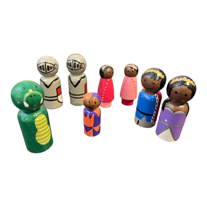 Kingdom wooden Peg Doll Set