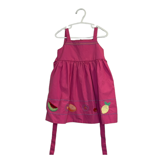 Magic Moments Pink Embroidered Fruit Dress 3T