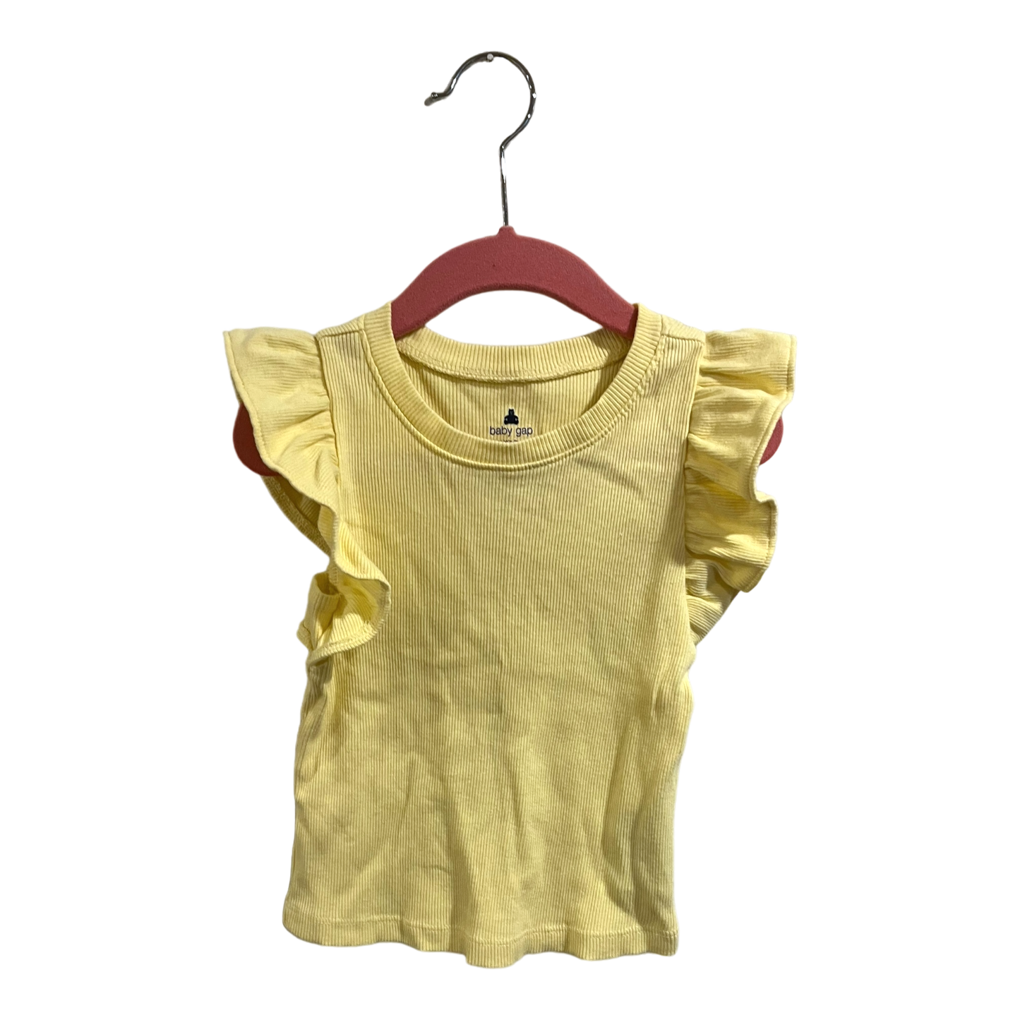 GAP Yellow Ribbed Flutter Sleeve tee 3 years