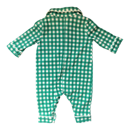 Indigo Baby Green plaid sleeper 3-6 months