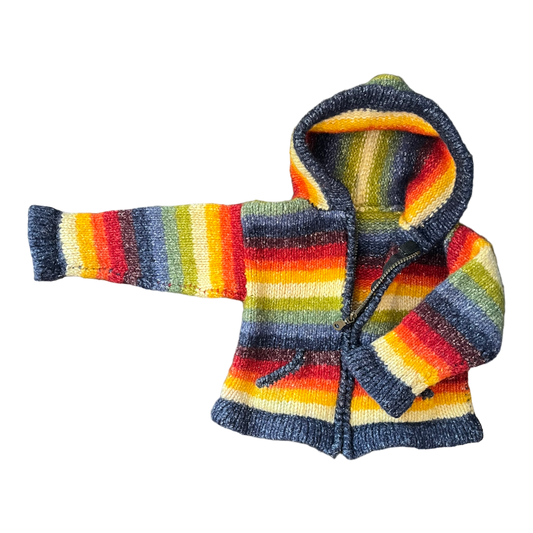 Handmade Rainbow knit hoodie  Approx 1.5-2t