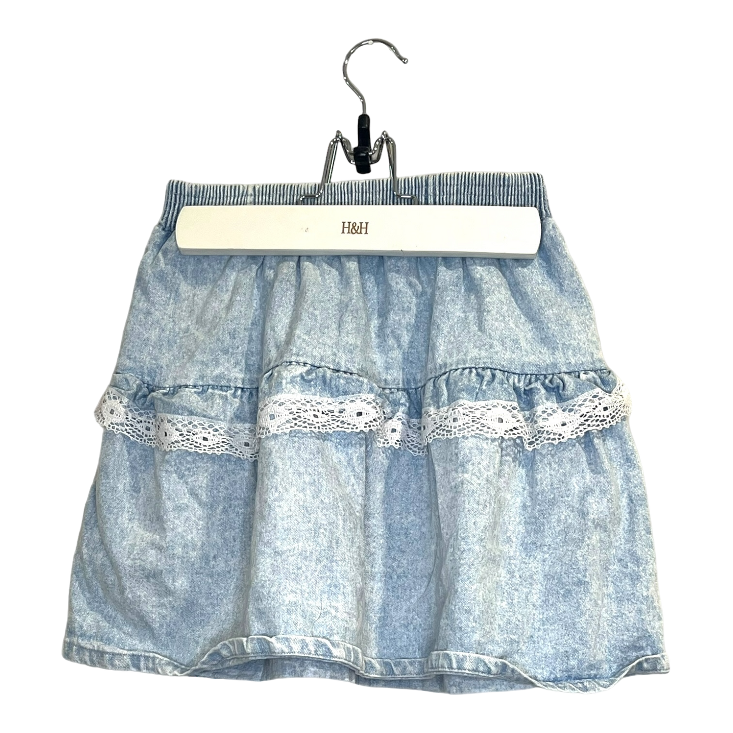 Krickets Vintage Denim and Lace Skirt 10