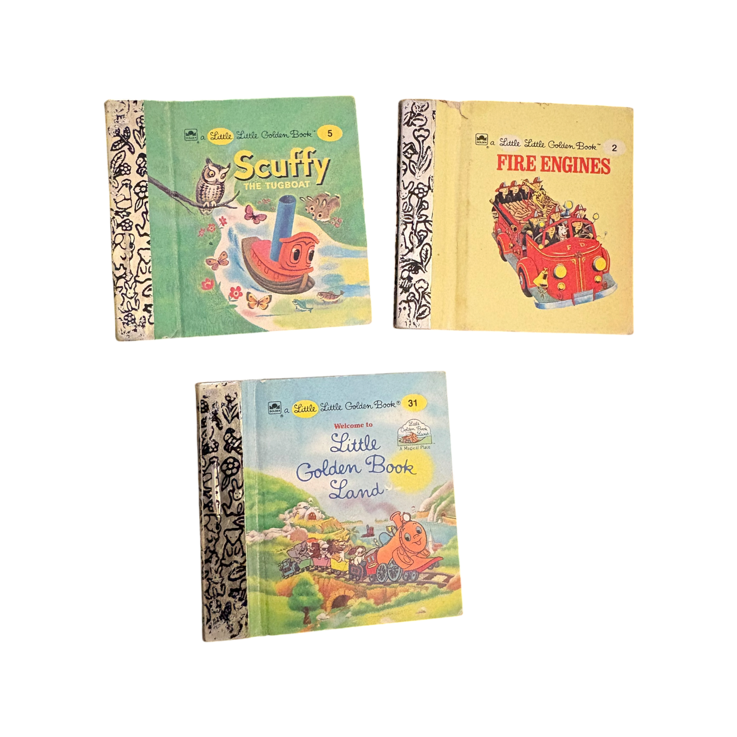 Set of 3 Vintage Vehicle Tiny Books
