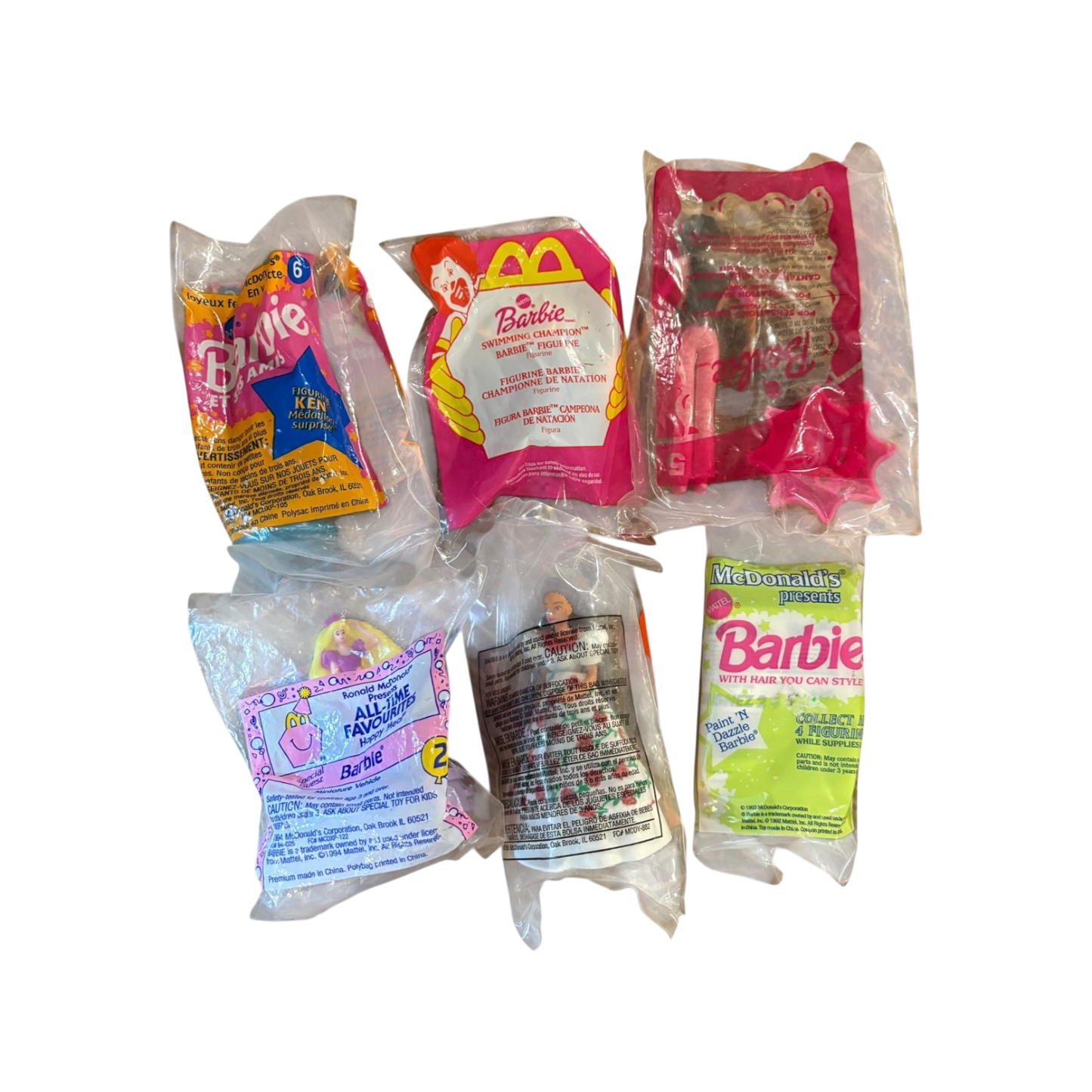 Set of 6 Sealed McDonalds Barbies