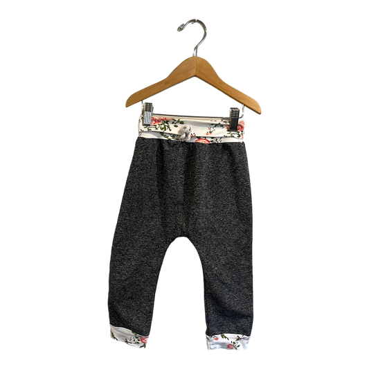 Grey pants with floral trim Approx 3T