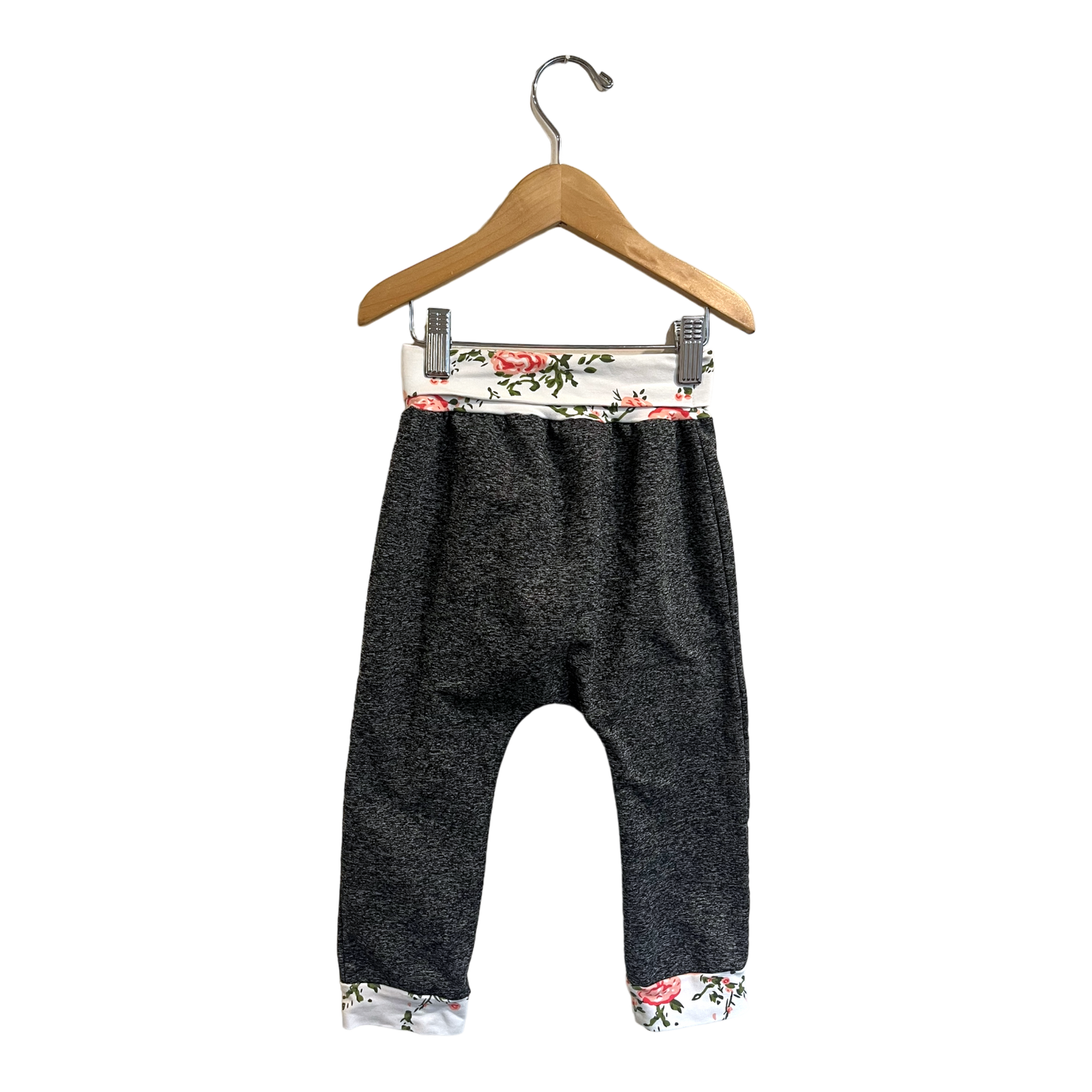 Grey pants with floral trim Approx 3T