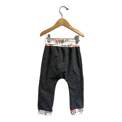 Grey pants with floral trim Approx 3T