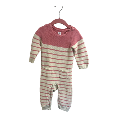 GAP Knitted pink and cream striped romper 12-18 months