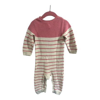 GAP Knitted pink and cream striped romper 12-18 months