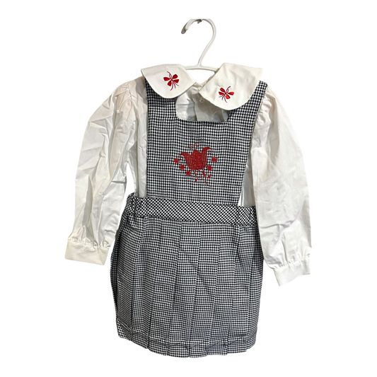 Valti Pinafore with blouse, embroidered flowers 24m