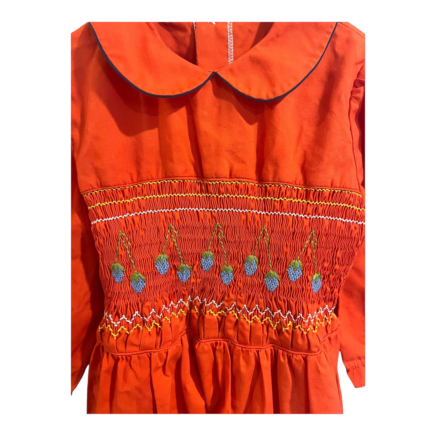 Nustella Orange smock dress with berry embroidery 6X