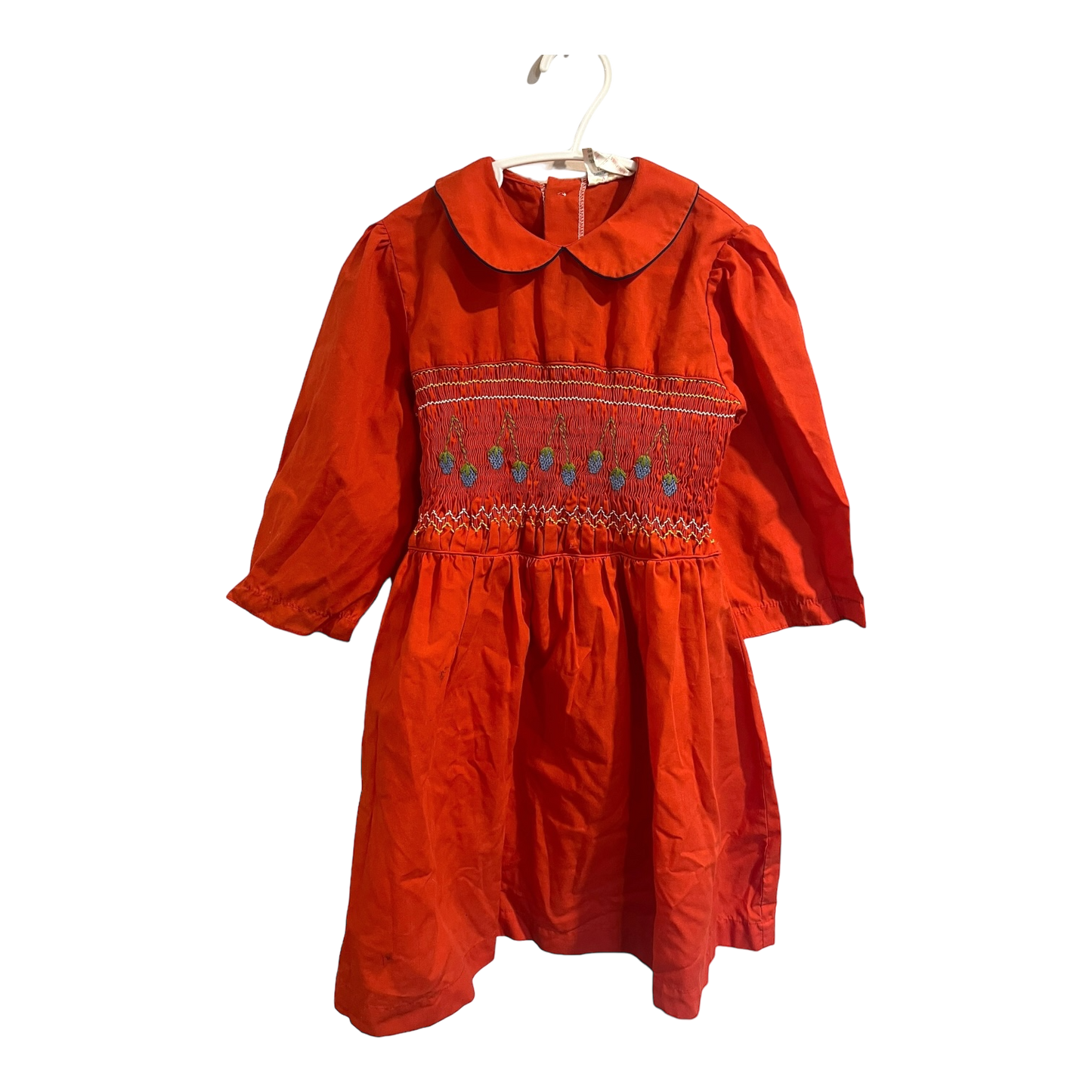 Nustella Orange smock dress with berry embroidery 6X