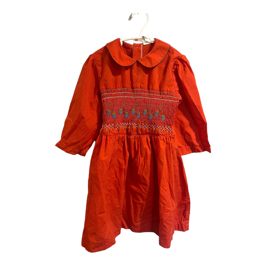 Nustella Orange smock dress with berry embroidery 6X