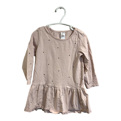 H&M Pink shirt dress with hearts 2-3 years