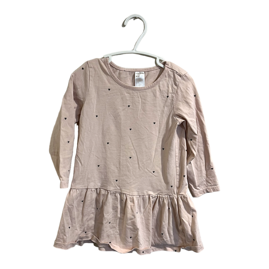 H&M Pink shirt dress with hearts 2-3 years