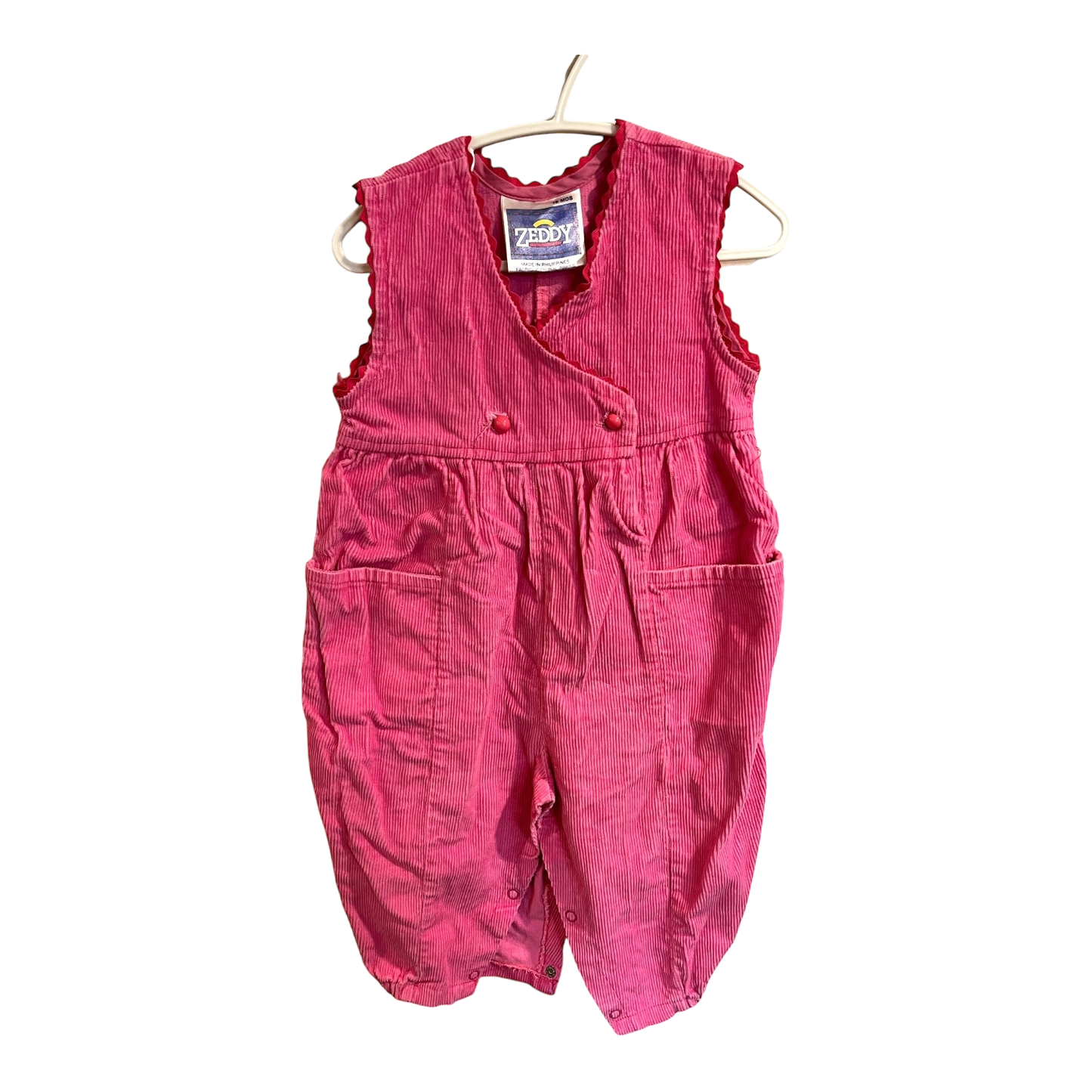 Zeddy Pink corduroy romper 18m