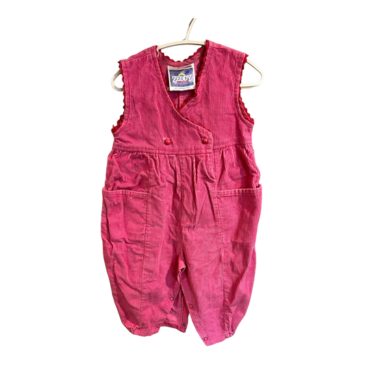 Zeddy Pink corduroy romper 18m