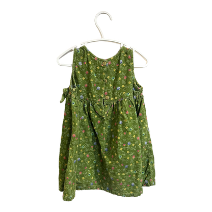 Green Floral corduroy dress 3T