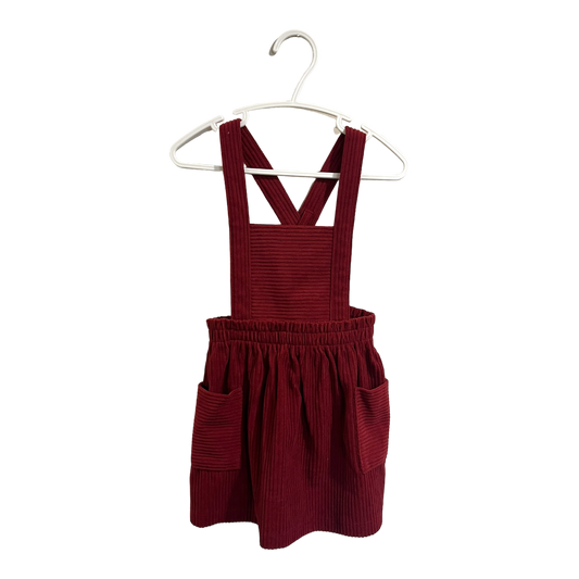 Wonder Nation Red Velvet Pinafore with pockets 3T