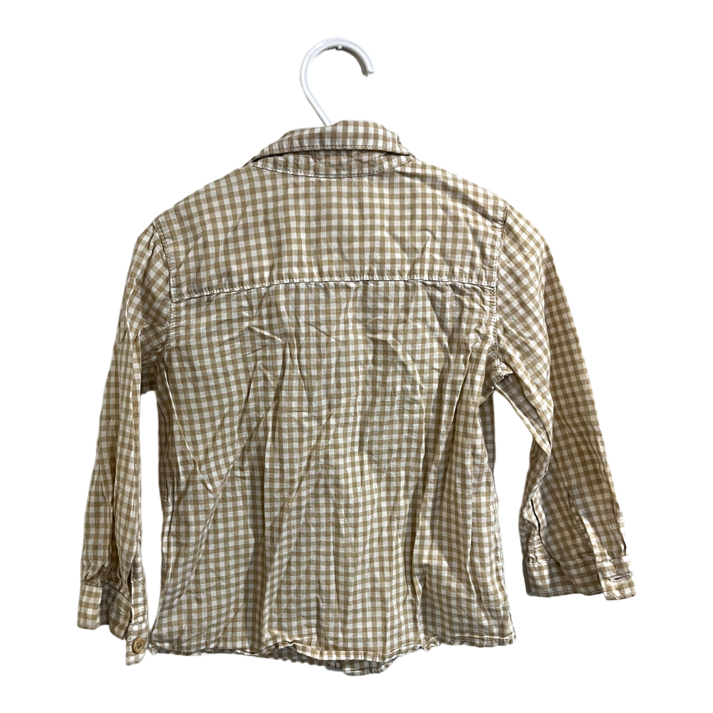 H&M Tan checkered collared top 18-24 months