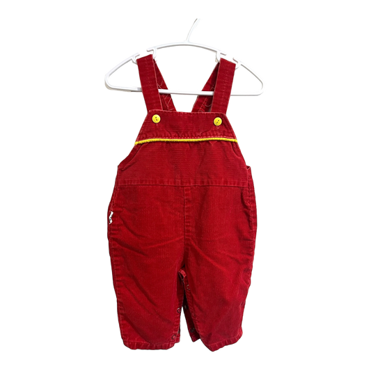 Kuzzins Red corduroy overalls with yellow details 24m