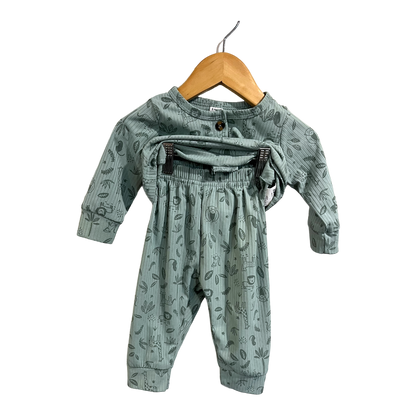 Shein Green Jungle matching outfit 3-6 months