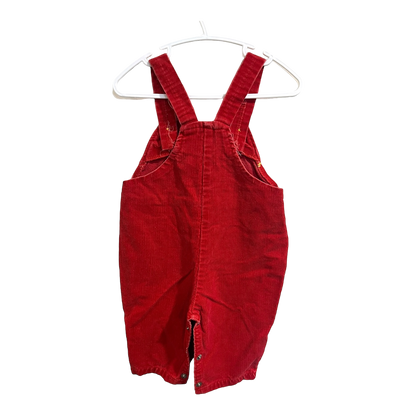 Kuzzins Red corduroy overalls with yellow details 24m