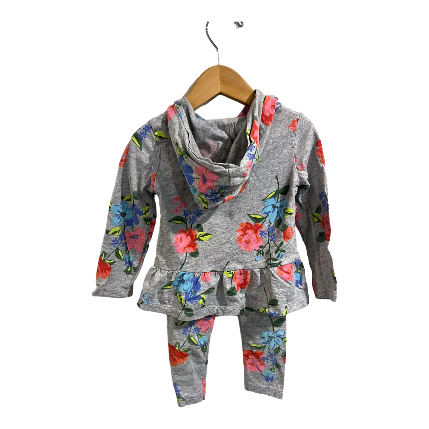 Carter's LOVE Grey Floral matching outfit 2T