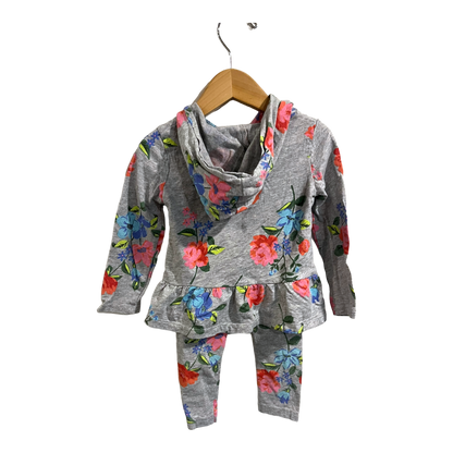 Carter's LOVE Grey Floral matching outfit 2T