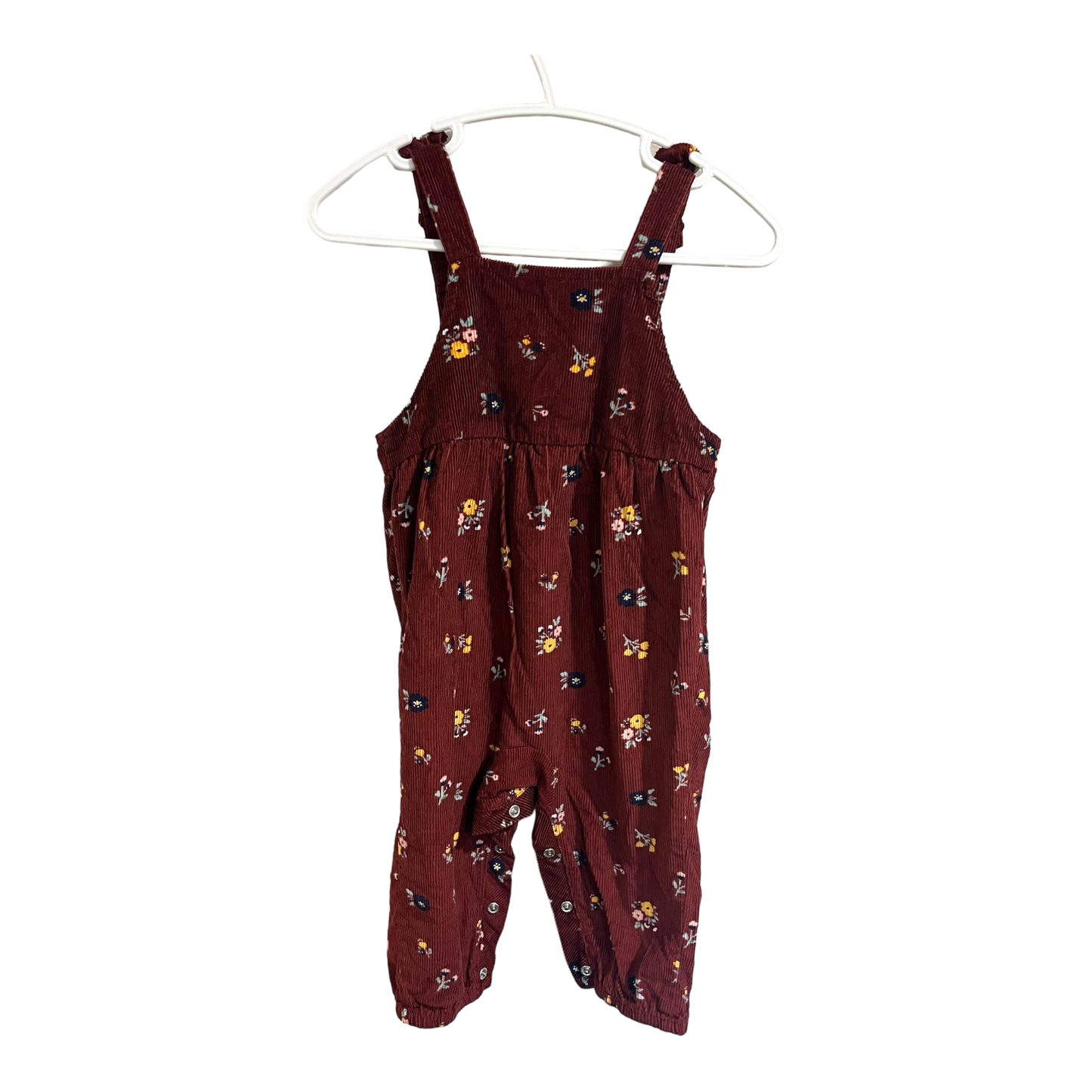 Carter's Burgundy floral corduroy overalls 9 months