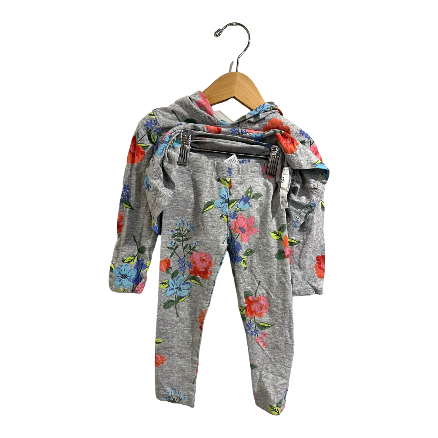 Carter's LOVE Grey Floral matching outfit 2T