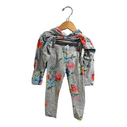 Carter's LOVE Grey Floral matching outfit 2T