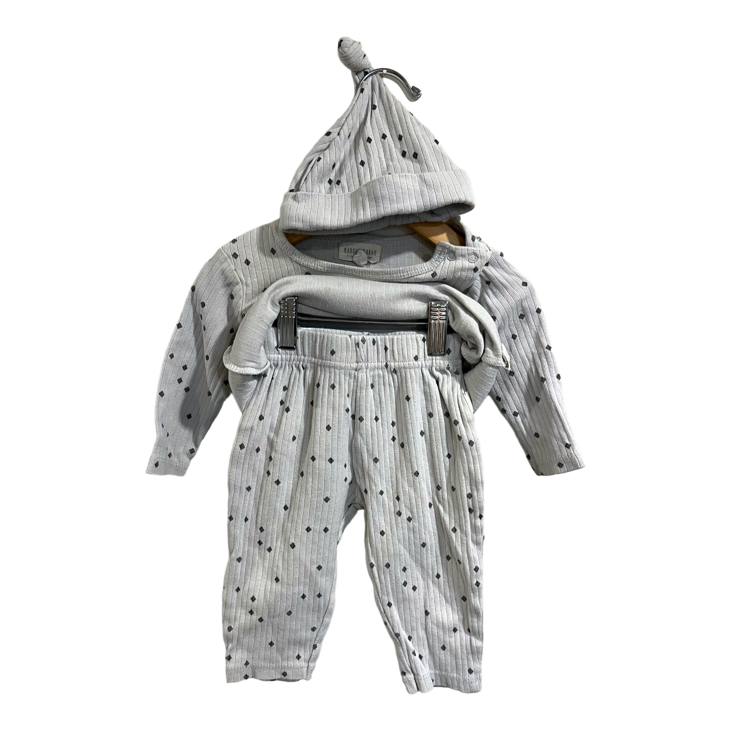 Rabbit and Bear Grey suit with hat 6-9 months