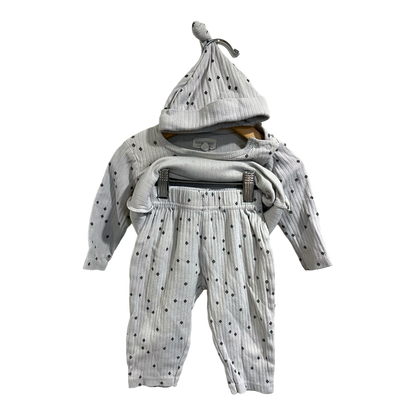 Rabbit and Bear Grey suit with hat 6-9 months